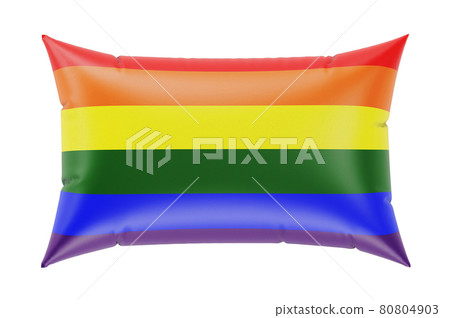 Pillow with LGBTQ rainbow flag, 3D rendering 80804903