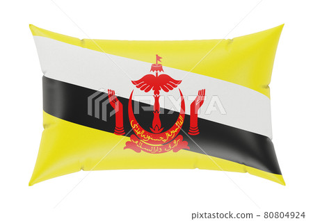 Pillow with Bruneian flag. 3D rendering Pillow with Bruneian flag. 3D rendering 80804924
