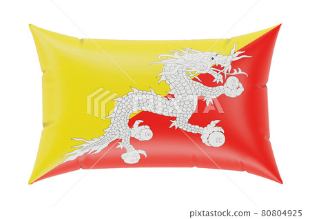 Pillow with Bhutanese flag. 3D rendering Pillow with Bhutanese flag. 3D rendering 80804925