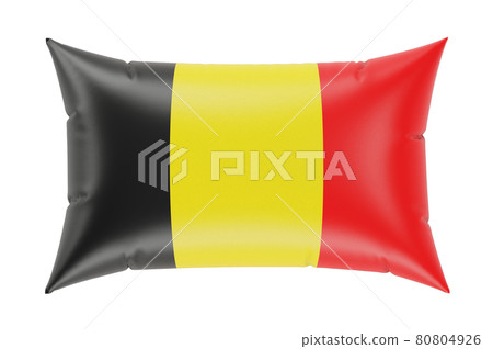 Pillow with Belgian flag. 3D rendering Pillow with Belgian flag. 3D rendering 80804926