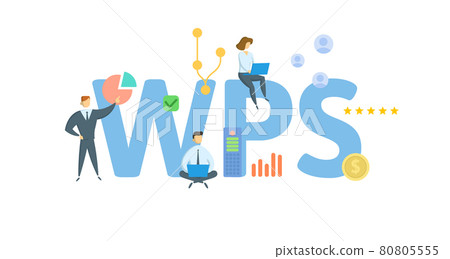 WPS, Wi-Fi Protected Setup. Concept with keywords, people and icons. Flat vector illustration. Isolated on white. WPS, Wi-Fi Protected Setup. Concept with keywords, people and icons. Flat vector illustration. Isolated on white. 80805555