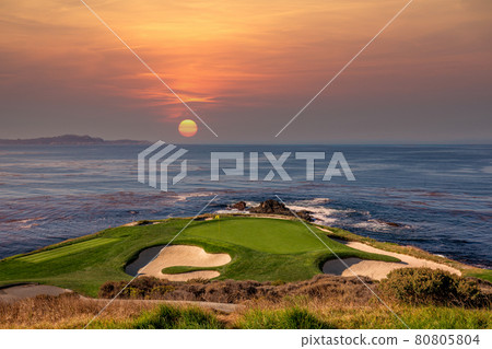 Pebble Beach golf course, Monterey, California, usa 80805804
