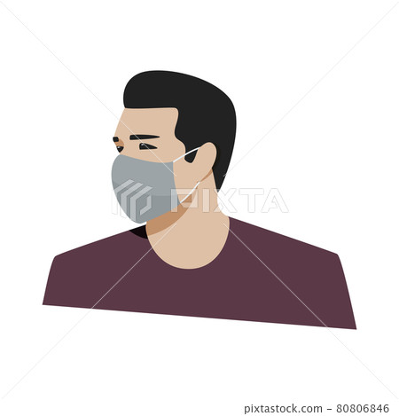 Man wearing medical mask protect himself from air pollution and the risk of viral diseases. Keep calm and wear masks. Coronavirus protection. 80806846