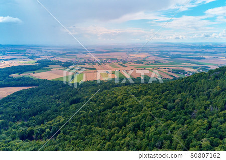 Sleza mountain landscape. Aerial view of mountains with forest. Sleza mountain landscape. Aerial view of mountains with forest. 80807162