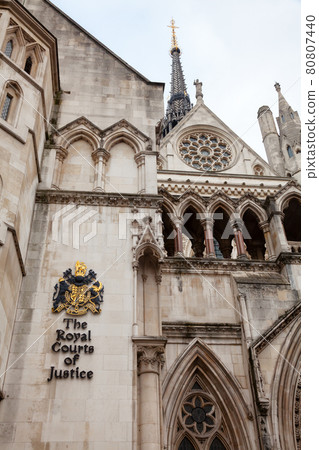 Victorian Gothic Royal Courts of Justice facade Westminster London UK 80807440