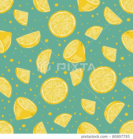 Seamless pattern of hand drawn lemons. Doodle... - Stock Illustration ...