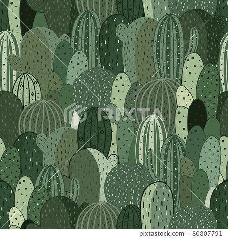 Seamless pattern cactus. Vector texture for textile, wrapping paper, packaging. 80807791