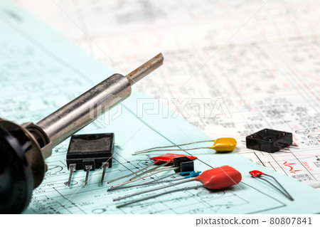Electronic components and iron on electric schemes Electronic components and iron on electric schemes 80807841