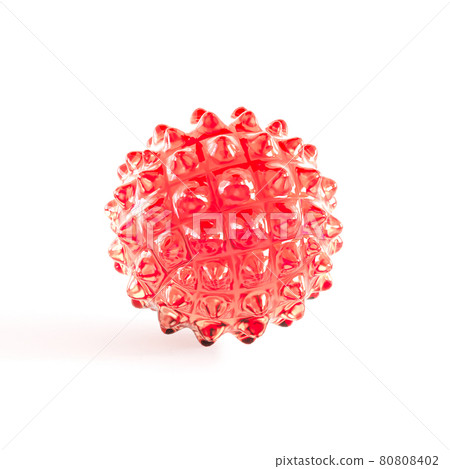 Red glass ball similar to coronavirus on a white background. 3d rendering 80808402