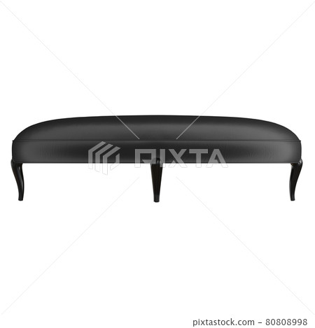 Black silk banquette with wooden legs front view on a white background. 3d rendering Black silk banquette with wooden legs front view on a white background. 3d rendering 80808998