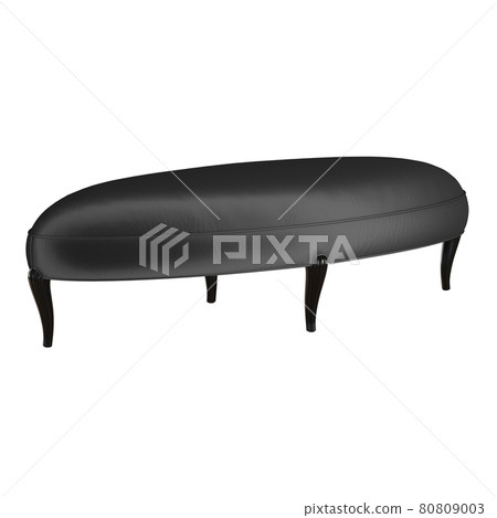 Black silk cloth banquette with wooden legs on a white background. 3d rendering Black silk cloth banquette with wooden legs on a white background. 3d rendering 80809003