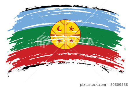 Mapuche flag in grunge brush stroke, vector 80809388