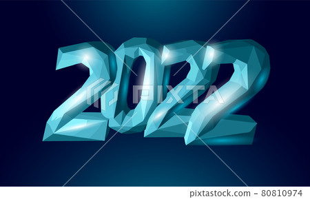 2022 New Year 3D metal ice texture. Glowing shape blue dark neon number illustration. Celebration 2022 New Year 3D metal ice texture. Glowing shape blue dark neon number illustration. Celebration 80810974