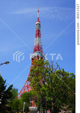 東京塔藍天背景 東京塔藍天背景 80811527