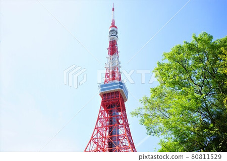 東京塔藍天背景 東京塔藍天背景 80811529