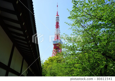 Tokyo tower blue sky background Tokyo tower blue sky background 80811541