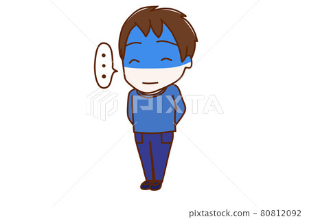 <Whole body / diagonal> A boy who silently turns deep blue and puts pressure on his smile <Whole body / diagonal> A boy who silently turns deep blue and puts pressure on his smile 80812092