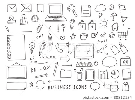 Assorted hand-painted business icon set (monochrome) Assorted hand-painted business icon set (monochrome) 80812184