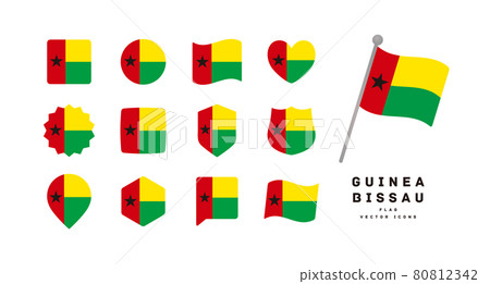 幾內亞比紹國旗各種形狀的圖標集 矢量插圖 80812342