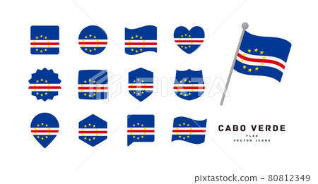 Cape Verde flag various shaped icon set vector illustration 80812349