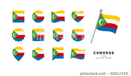 Comoros flag Icon set of various shapes Vector illustration 80812350