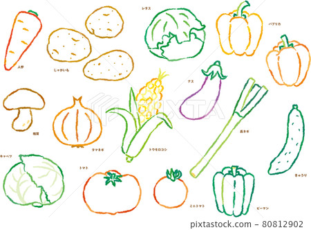 Vegetable line drawing illustration set 80812902