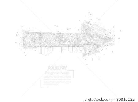 Abstract isolated image of arrow. Polygonal illustration looks like stars in the blask night sky in spase or flying glass shards. Digital design for website, web, internet. 80813122