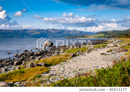 Loch Caolisport shore Kintyre peninsula Argyll and Bute Scotland UK 80813177
