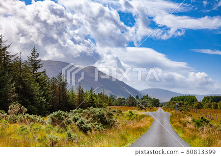 Scenic country road at Isle of Mull Inner Hebrides Scotland UK Scenic country road at Isle of Mull Inner Hebrides Scotland UK 80813399