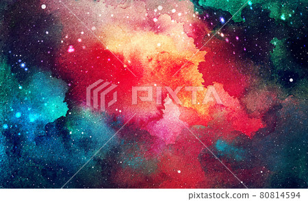 Vector cosmic illustration. Beautiful colorful space background. Watercolor Cosmos Vector cosmic illustration. Beautiful colorful space background. Watercolor Cosmos 80814594