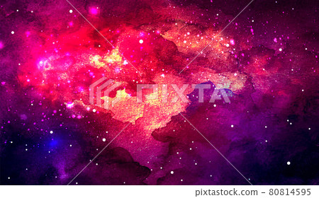 Vector cosmic illustration. Beautiful colorful space background. Watercolor Cosmos Vector cosmic illustration. Beautiful colorful space background. Watercolor Cosmos 80814595