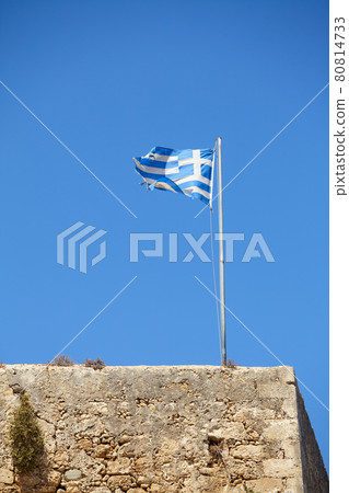Fluttering Greek flag Fluttering Greek flag 80814733
