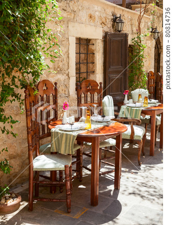 Table set at greek cafe 80814736
