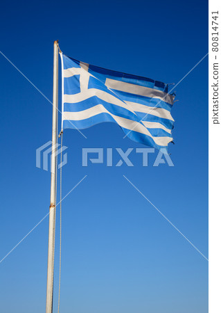 Fluttering Greek flag Fluttering Greek flag 80814741