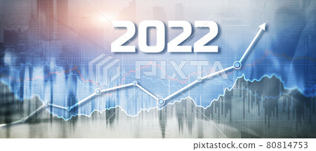 New year 2022 financial technology is changing business. Growth graph with return on investment idea 80814753