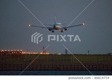 Airplane landing at Haneda Airport, Tokyo 80814754