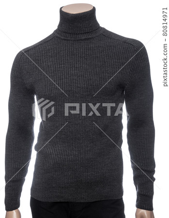 Grey longsleeve turtleneck sweater on mannequin isolated Grey longsleeve turtleneck sweater on mannequin isolated 80814971