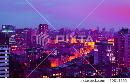 Panorama of Kiev at sunset, retro style Panorama of Kiev at sunset, retro style 80815263