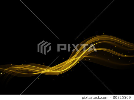 Gold color wave on black background Abstract...-插圖素材 [80815509] - PIXTA圖庫