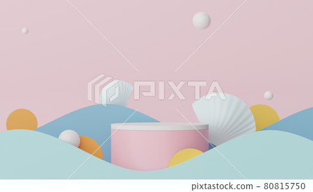 3d podium stand for product presentation with summer concept. Pedestal platform for cosmetic advertising. Minimal summer vacation. 3d podium stand for product presentation with summer concept. Pedestal platform for cosmetic advertising. Minimal summer vacation. 80815750