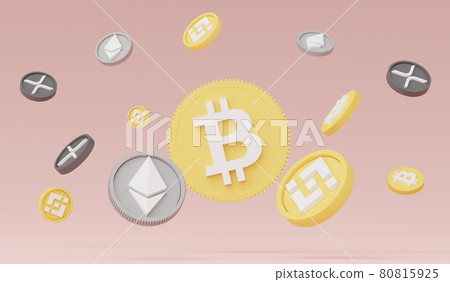 3d render stack of cryptocurrencies Bitcoin, Ethereum, Binance and Ripple coins. Cryptocurrency digital currency concept. 3d render stack of cryptocurrencies Bitcoin, Ethereum, Binance and Ripple coins. Cryptocurrency digital currency concept. 80815925