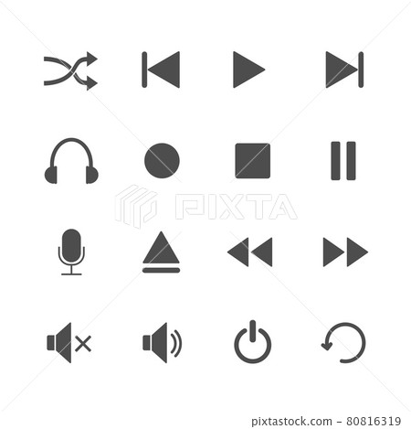 Media player icon set. Vector illustration, flat design. Media player icon set. Vector illustration, flat design. 80816319