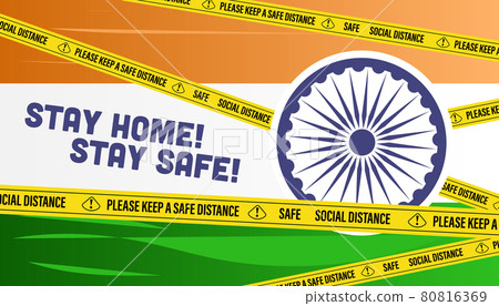 happy independence day India. stay home, stay safe corona virus covid-19 concept. happy independence day India. stay home, stay safe corona virus covid-19 concept. 80816369