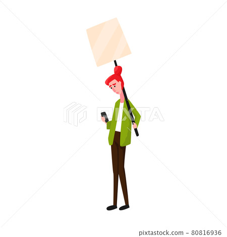 Flat Protester Illustration 80816936
