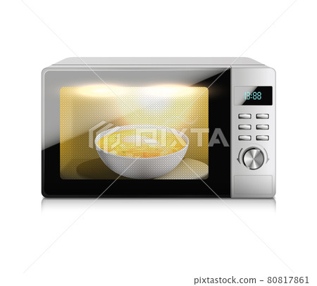 Microwave Oven Realistic Composition 80817861