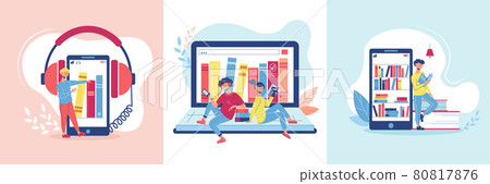 Online Library Design Concept Set 80817876