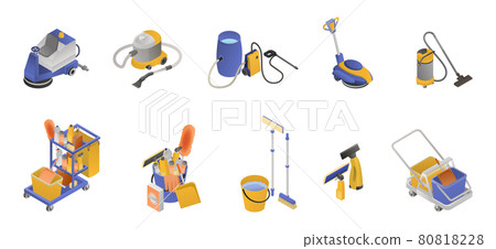 Isometric Professional Cleaning Service Icon Set 80818228