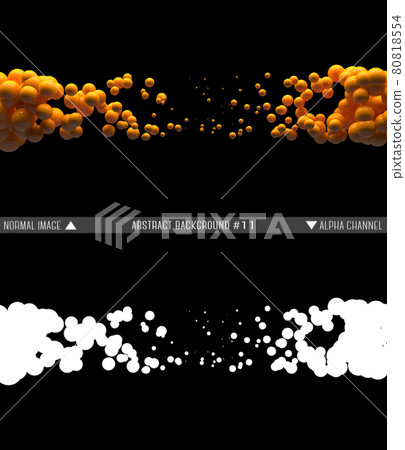 Shiny balls in random order hanging in the air on a black background. Abstract illustration with spheres. A cloud of orange shiny bubbles. Alpha channel. Transparency mask. Shiny balls in random order hanging in the air on a black background. Abstract illustration with spheres. A cloud of orange shiny bubbles. Alpha channel. Transparency mask. 80818554