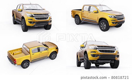 3d illustration. Set pickup car on a white background. 3d rendering. 3d illustration. Set pickup car on a white background. 3d rendering. 80818721