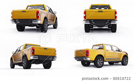 3d illustration. Set pickup car on a white background. 3d rendering. 80818722